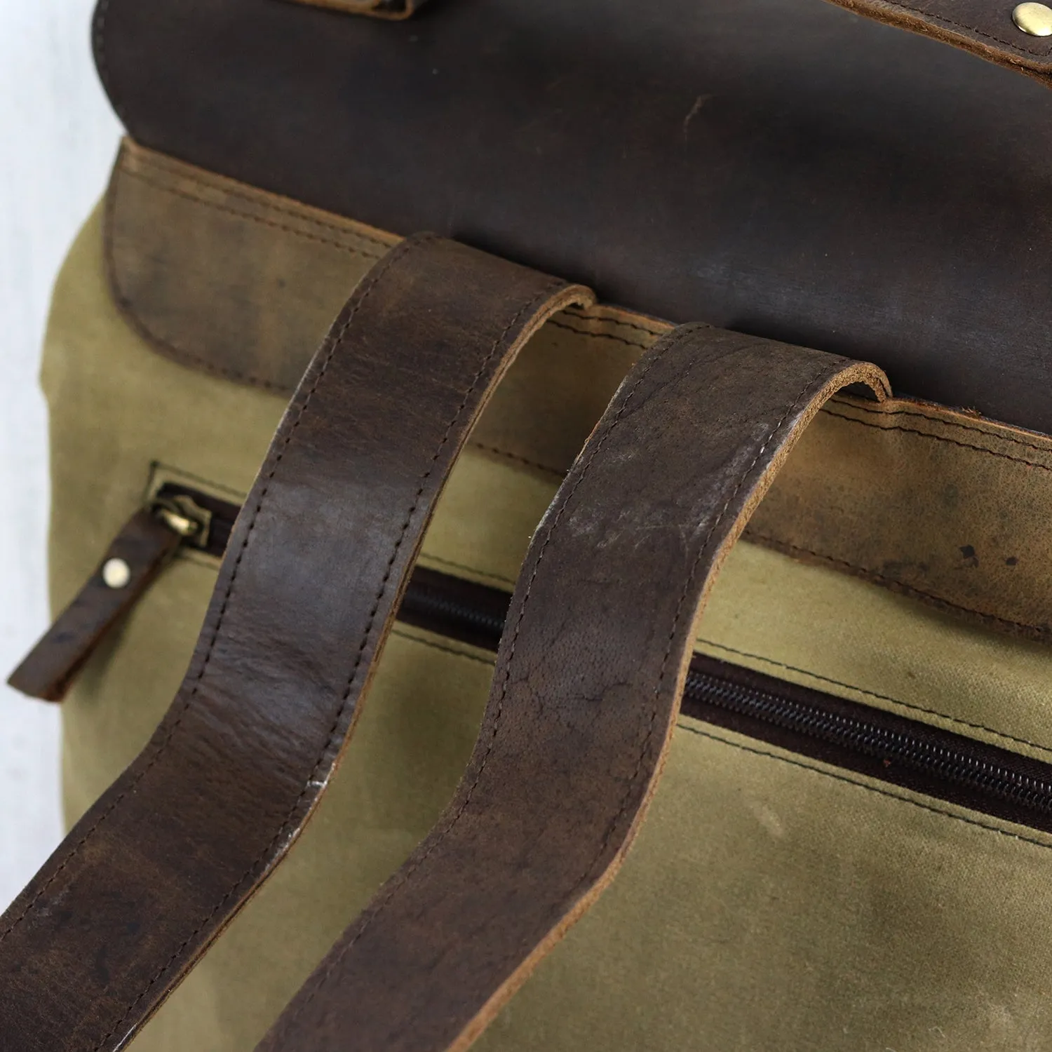 Canvas Leather Backpack Large - Women's