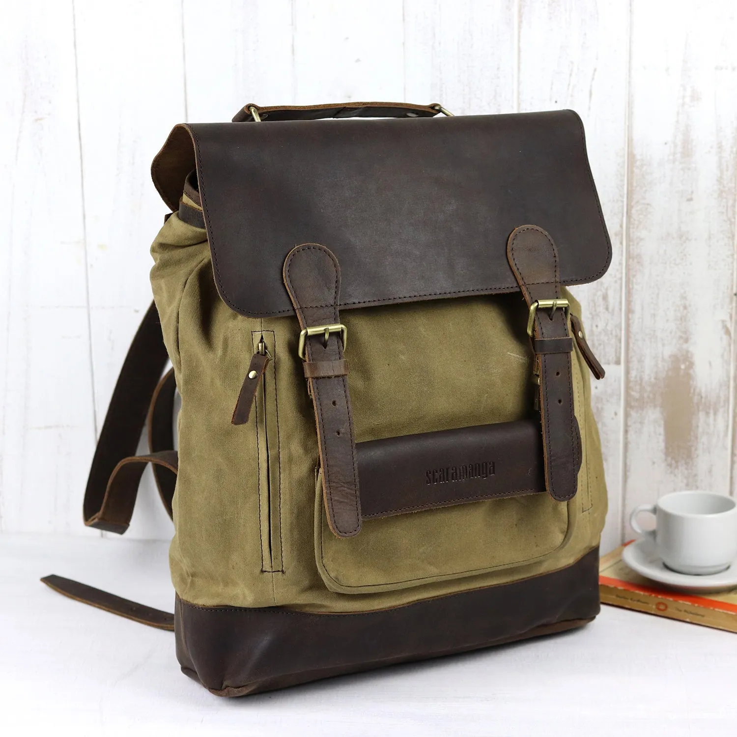 Canvas Leather Backpack Large - Women's