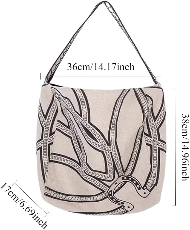 Canvas Linen Pony Totem Woven Shoulder Crossbody Underarm Bag Bucket Bag Hobo Large Capacity Versatile Chic Sytlish Summer