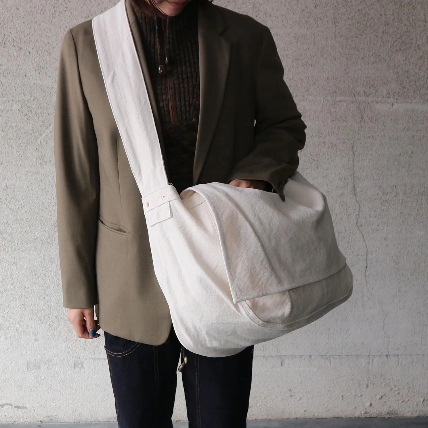 Canvas News Paper Bag Cotton100% japan Washable Sholder Bag Large capacity (VC-5)