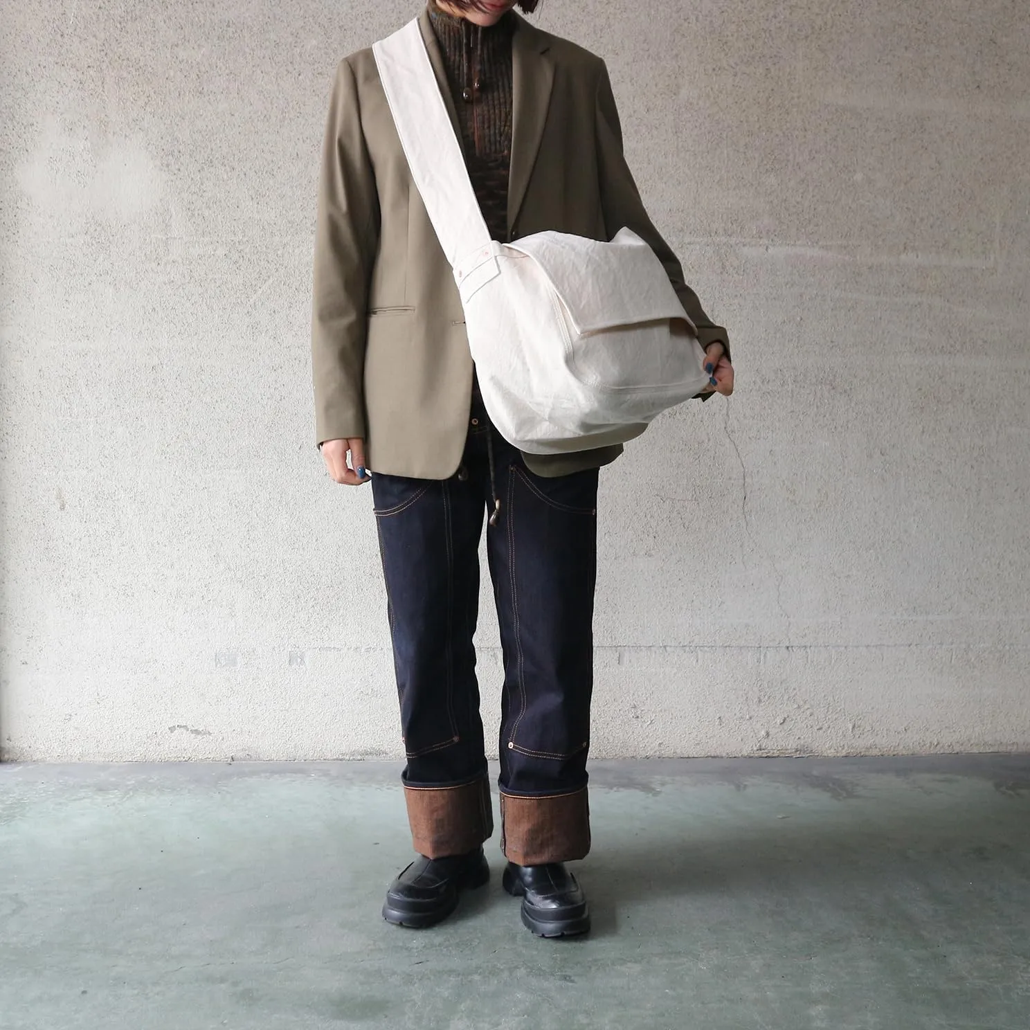 Canvas News Paper Bag Cotton100% japan Washable Sholder Bag Large capacity (VC-5)