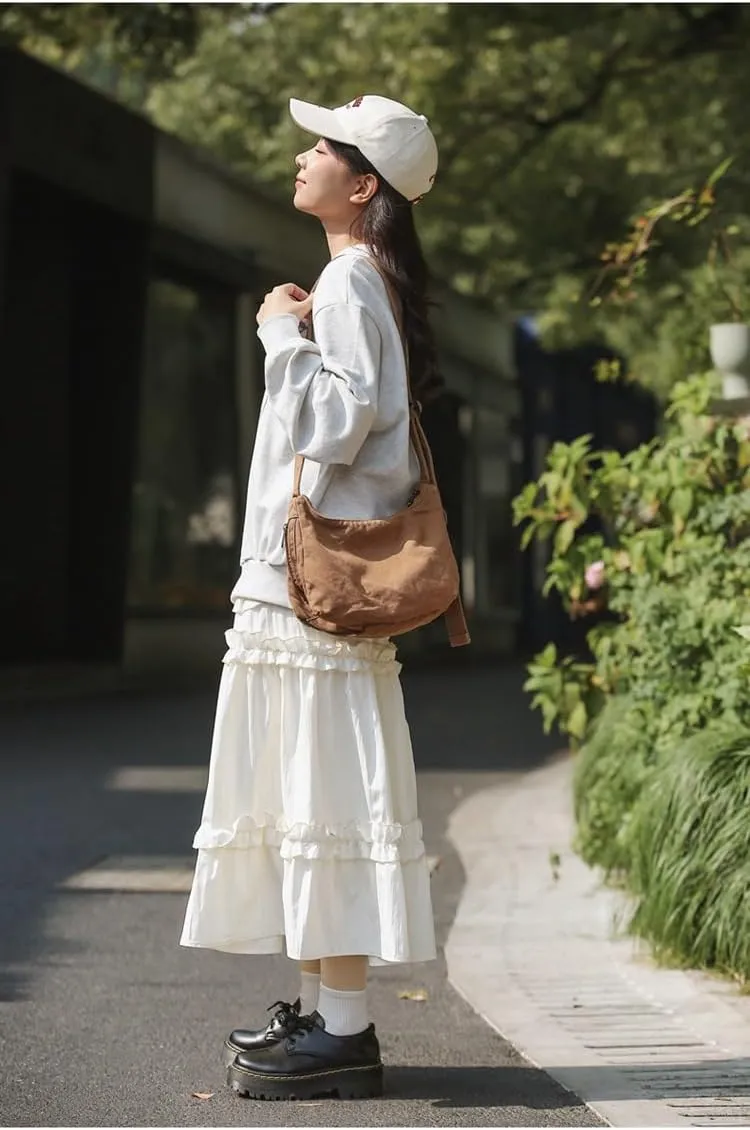 Canvas Shoulder Handbag Casual Vintage Tote Bag Adjustable Shoulder Strap Crossbody Bag