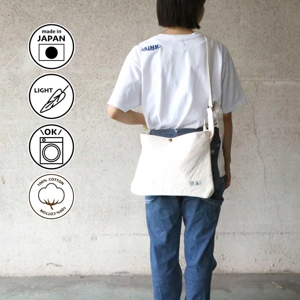 Canvas Shoulder Pouch Cotton100% japan Washable Adjustable Lightweight Soft Zipper Bag (VC-38)