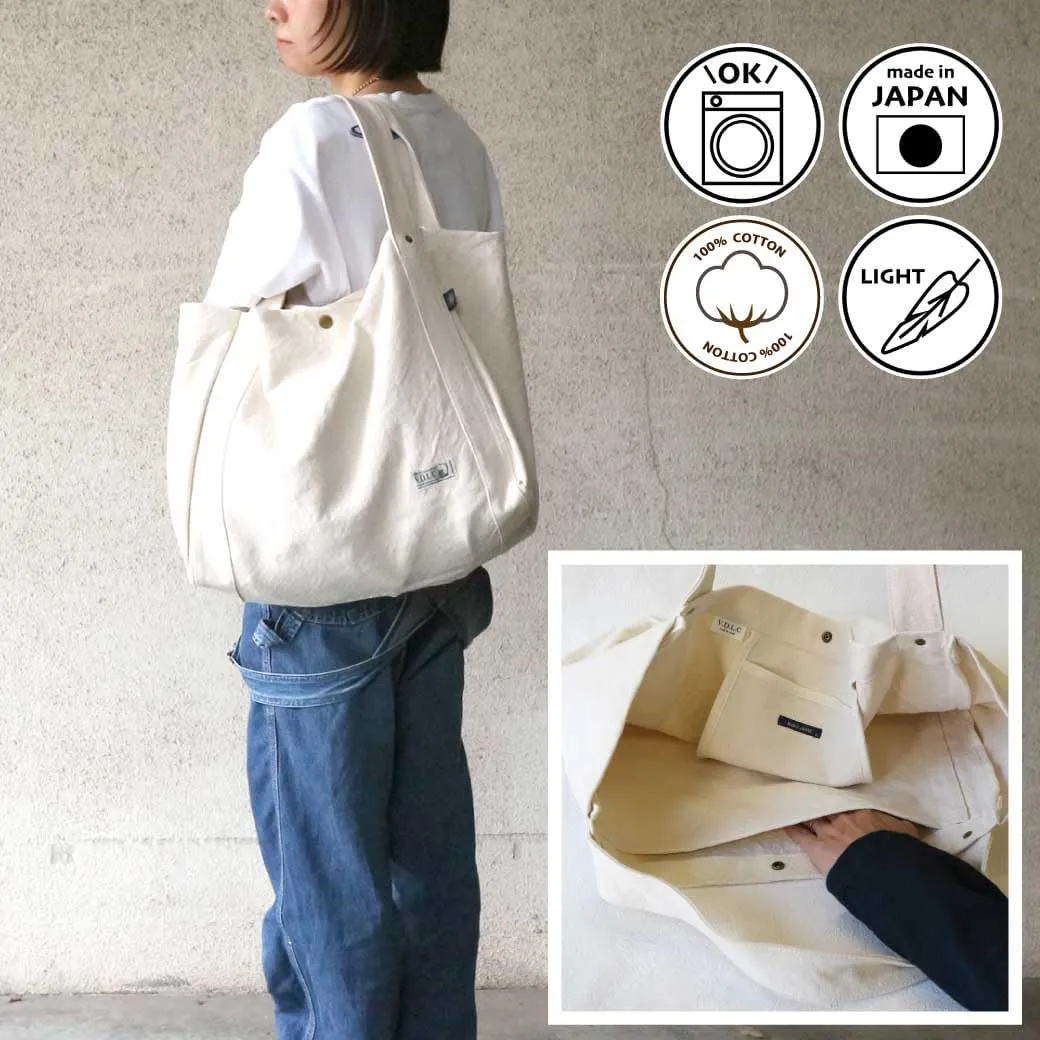 Canvas Shoulder Tote Bag Cotton100% japan Washable Daily use Large capacity Shopping Bag (VC-25)