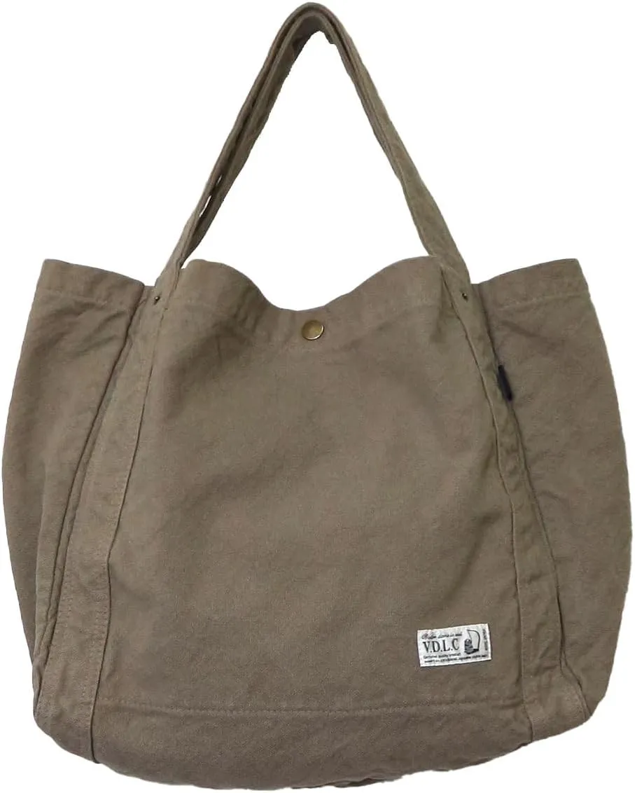 Canvas Shoulder Tote Bag Cotton100% japan Washable Daily use Large capacity Shopping Bag (VC-25)