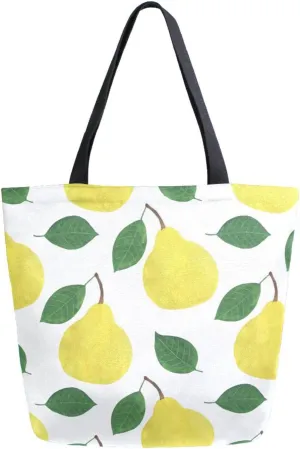 Canvas Tote Bag Fruits Pears Woman Beach Bag Watercolor Food Botany Shoulder Bag School Had Bag Handbag Holiday Gift