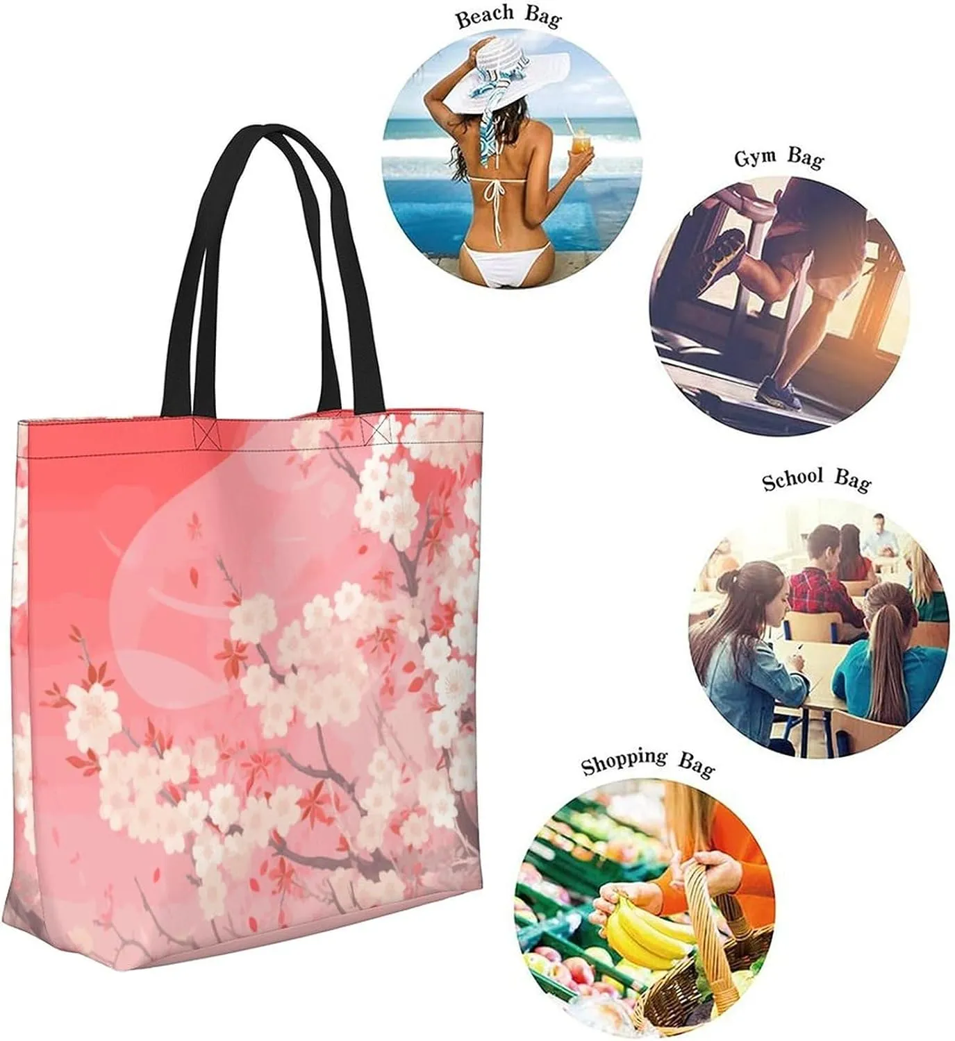 Canvas Tote Bag Large Casual Shoulder Bag for Women Handbag Reusable Beach Shopping Gym Picnic Travel Grocery Bag