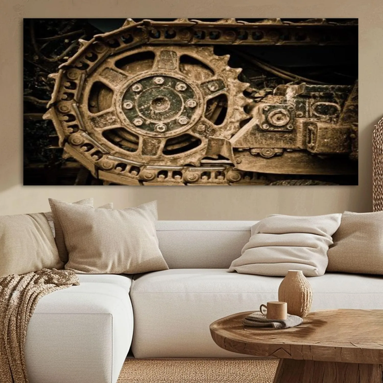 Canvas Wall Art for Office Living Room Bedroom Grunge closeup view buldozer wheel Wall Art Painting Artwork Wall Decor Framed Wall Art 30"x60"