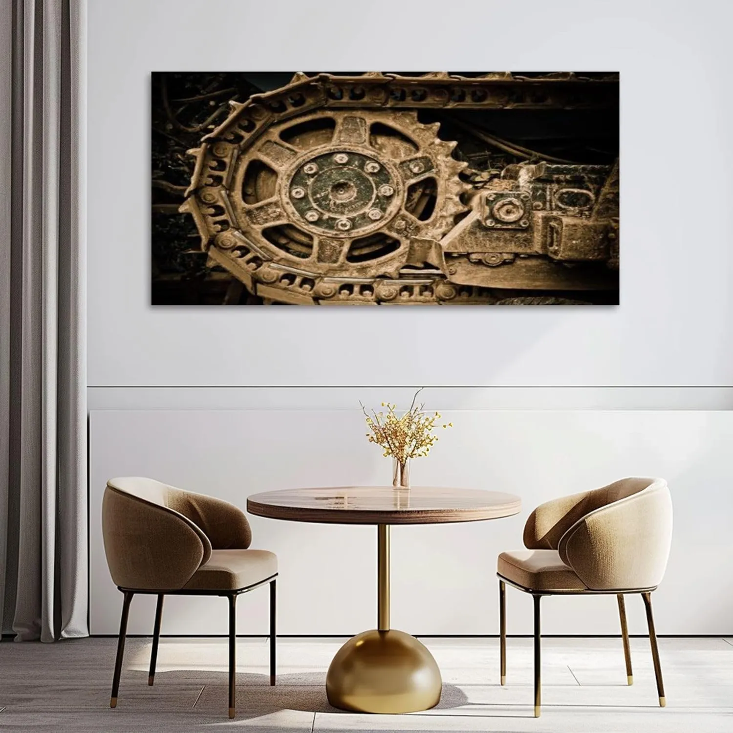 Canvas Wall Art for Office Living Room Bedroom Grunge closeup view buldozer wheel Wall Art Painting Artwork Wall Decor Framed Wall Art 30"x60"