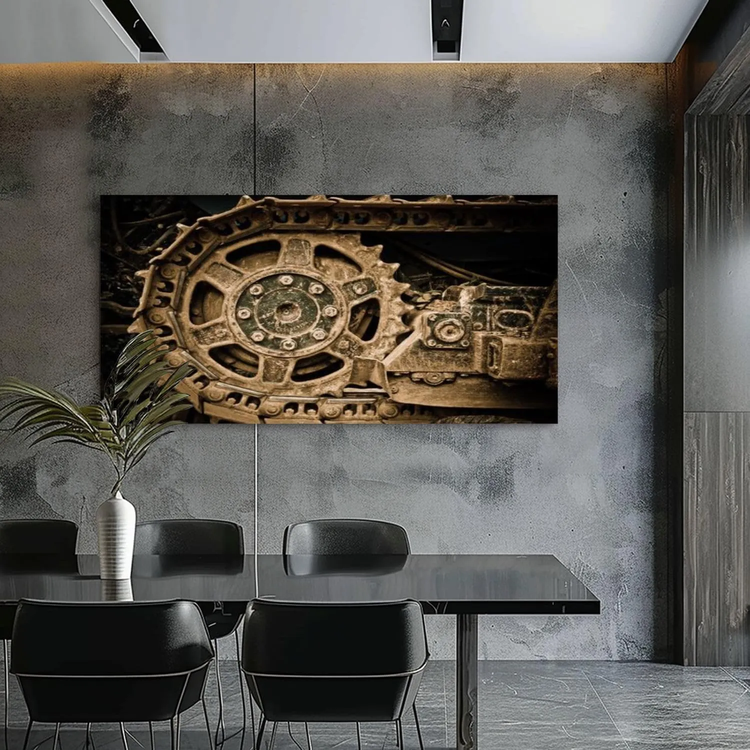 Canvas Wall Art for Office Living Room Bedroom Grunge closeup view buldozer wheel Wall Art Painting Artwork Wall Decor Framed Wall Art 30"x60"