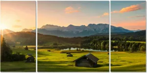 Canvas Wall Art Magic Sunrise at Alpine Lake view to mount Framed Large Wall Art For Living Room Bedroom Kitchen Office Paintings Artwork Wall Decor 3 Piece Wall Art