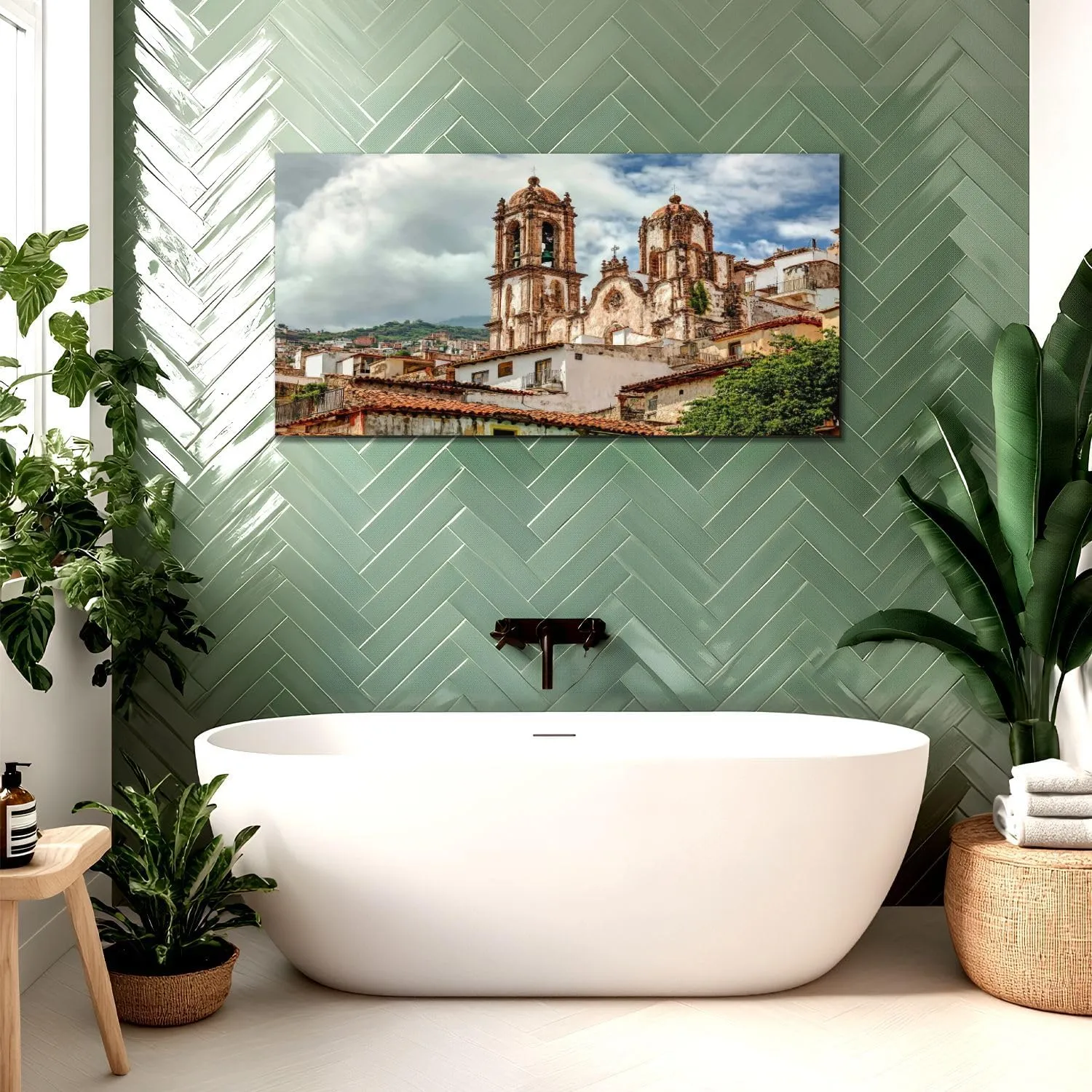 Canvas Wall Art Prints A beautiful cityscape historic center Taxco central Mexico Large Framed Wall Art Painting Artwork Poster Hanging Home Decor for Living Room Office Bathroom 20"x40"