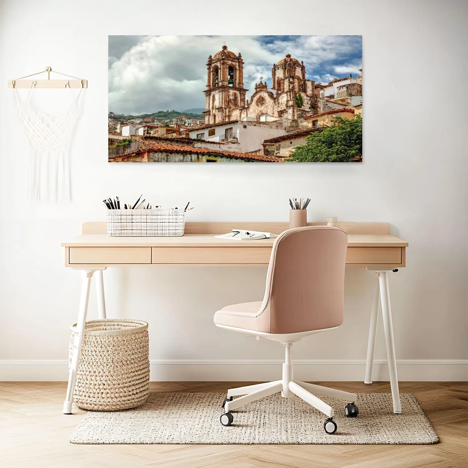 Canvas Wall Art Prints A beautiful cityscape historic center Taxco central Mexico Large Framed Wall Art Painting Artwork Poster Hanging Home Decor for Living Room Office Bathroom 20"x40"