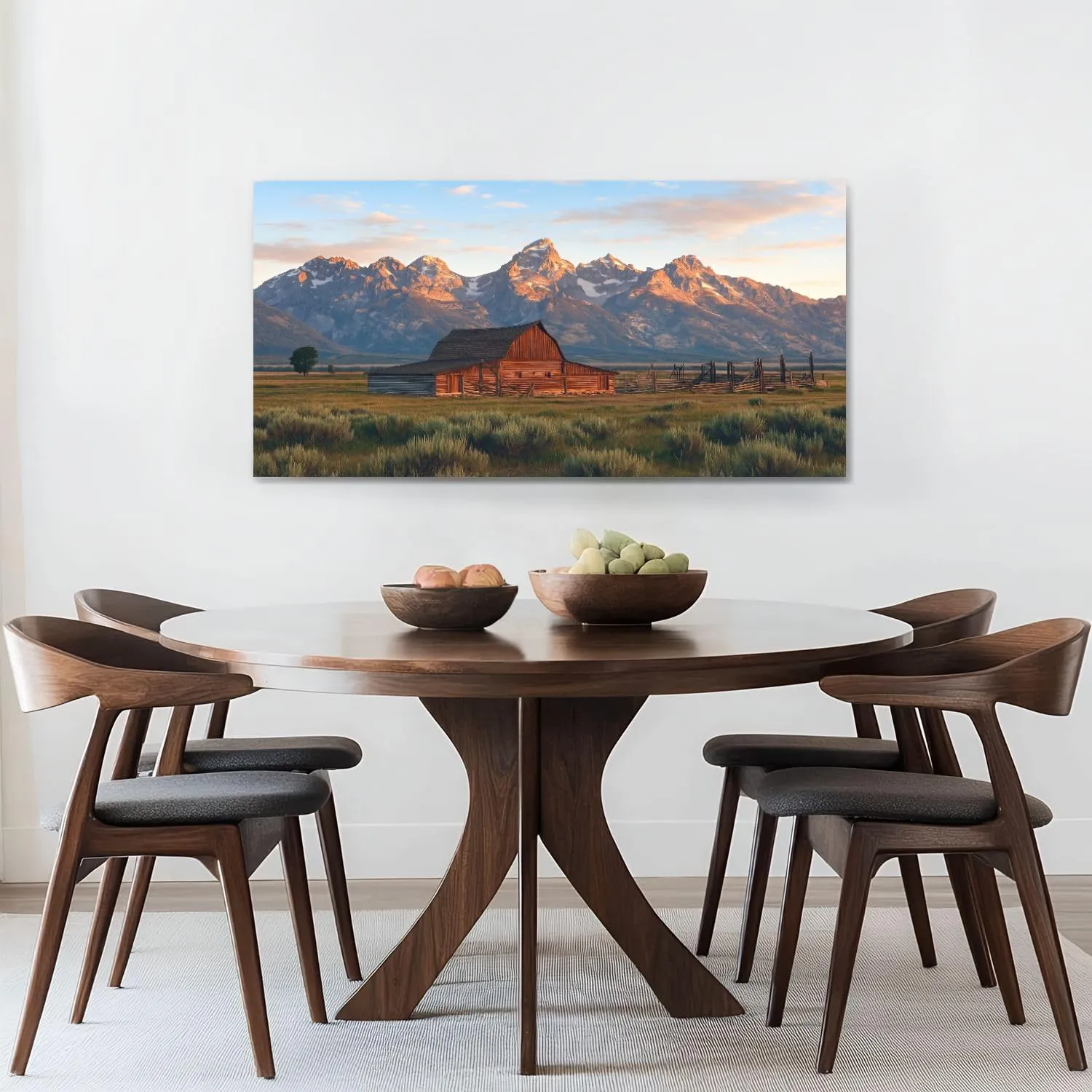 Canvas Wall Art Prints Moulton Barn Grand Teton Wyoming Large Framed Wall Art Painting Artwork Poster Hanging Home Decor for Living Room Office Bathroom 20"x40"