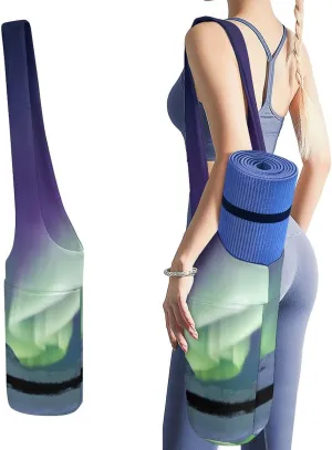 Canvas Yoga Mat Bag Aurora Printed Yoga Mat Storage Bag with Strap Large Capacity Gym Bag for Men Women Pilates Beach Travel