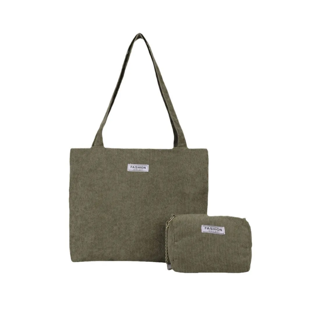 Capacity Corduroy Canvas Artistic Simple Mori Handbags
