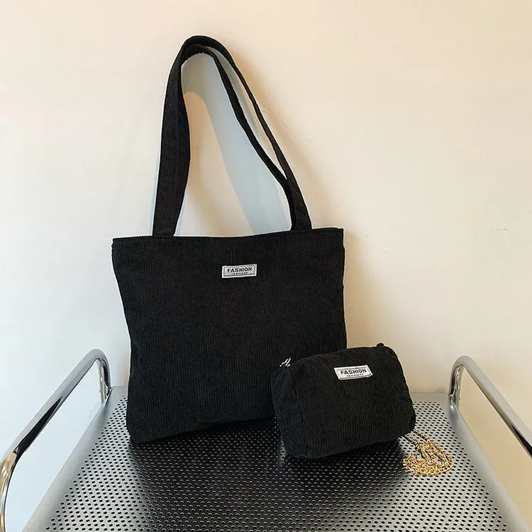 Capacity Corduroy Canvas Artistic Simple Mori Handbags