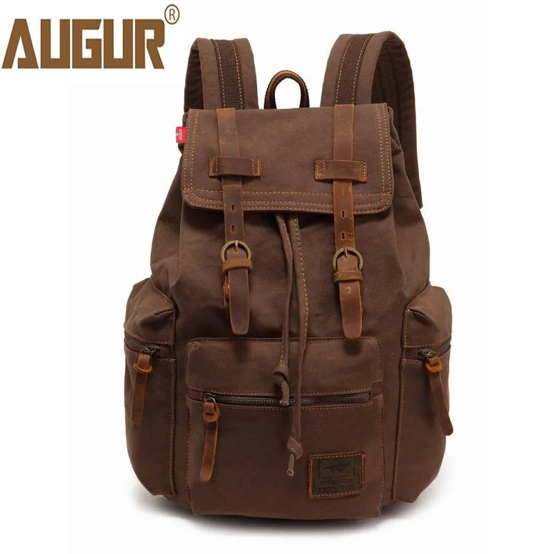 Capacity  Rucksack Men Backpack AUGUR School Laptop  Classic Women Durable Travel Backpack Heavy High-quality for low cost Canvas Large Vintage and Modern design