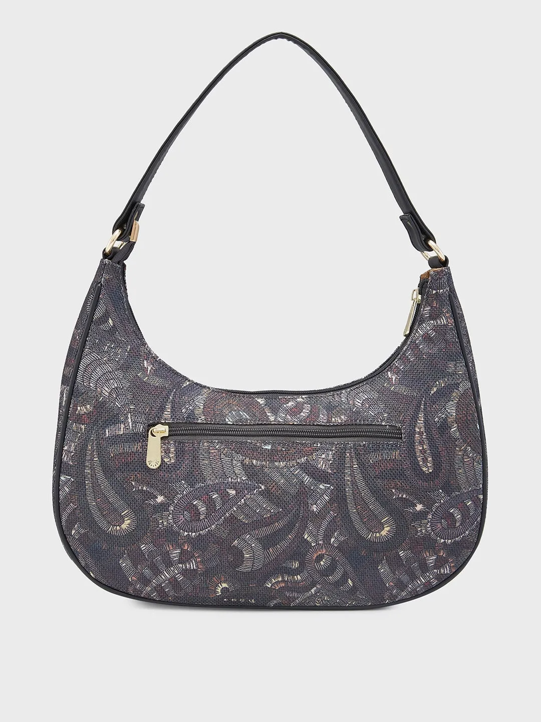Caprese Kaya Medium Printed Black Hobo Bag