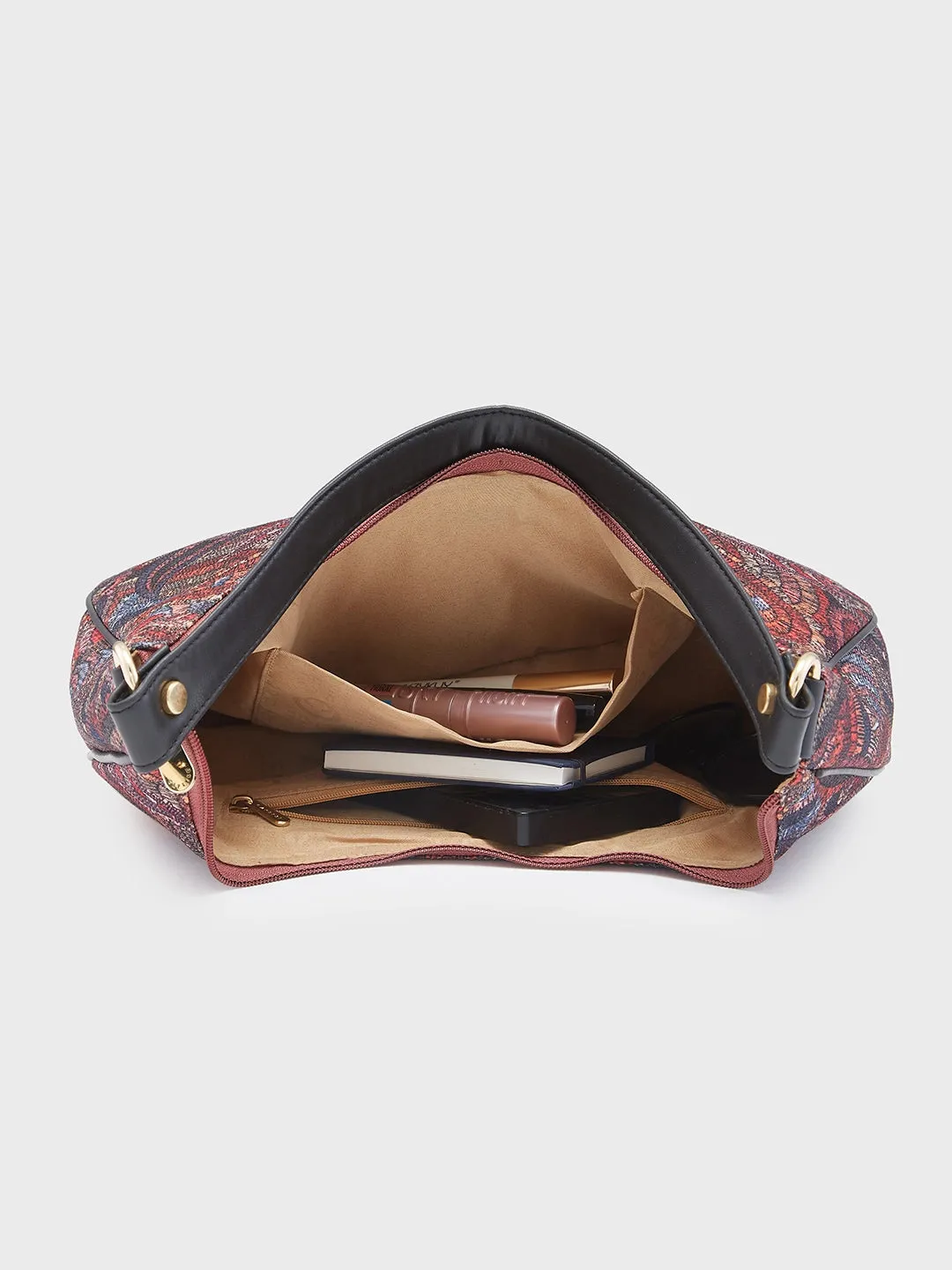 Caprese Kaya Medium Printed Pink Hobo Bag