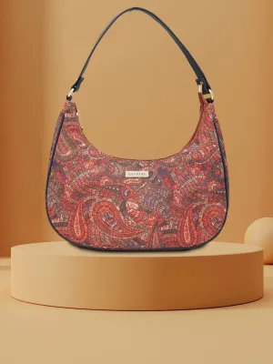 Caprese Kaya Printed Medium Red Hobo Bag