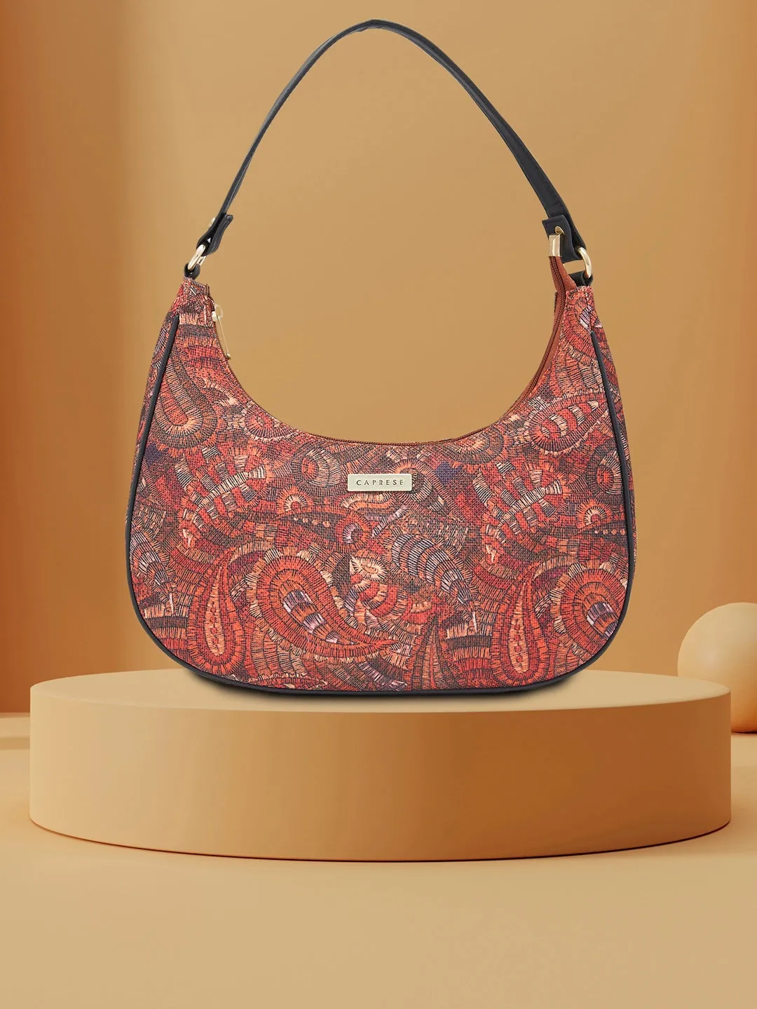 Caprese Kaya Printed Medium Red Hobo Bag
