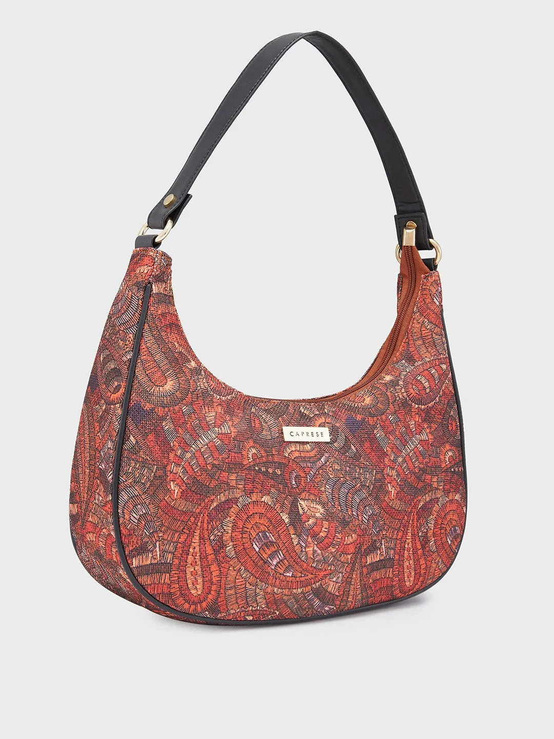 Caprese Kaya Printed Medium Red Hobo Bag