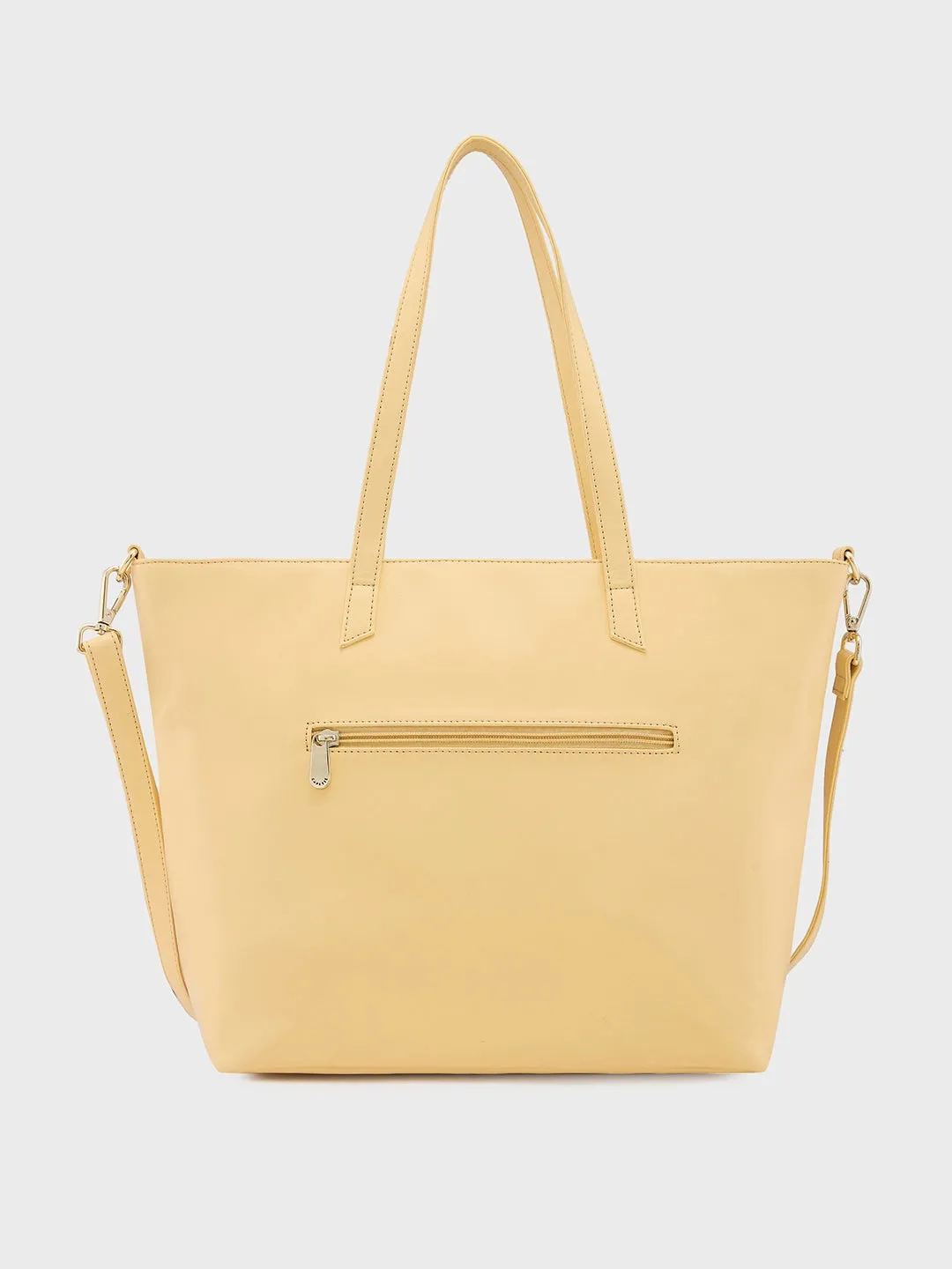 Caprese Shanaya Medium Printed Yellow Tote Bag