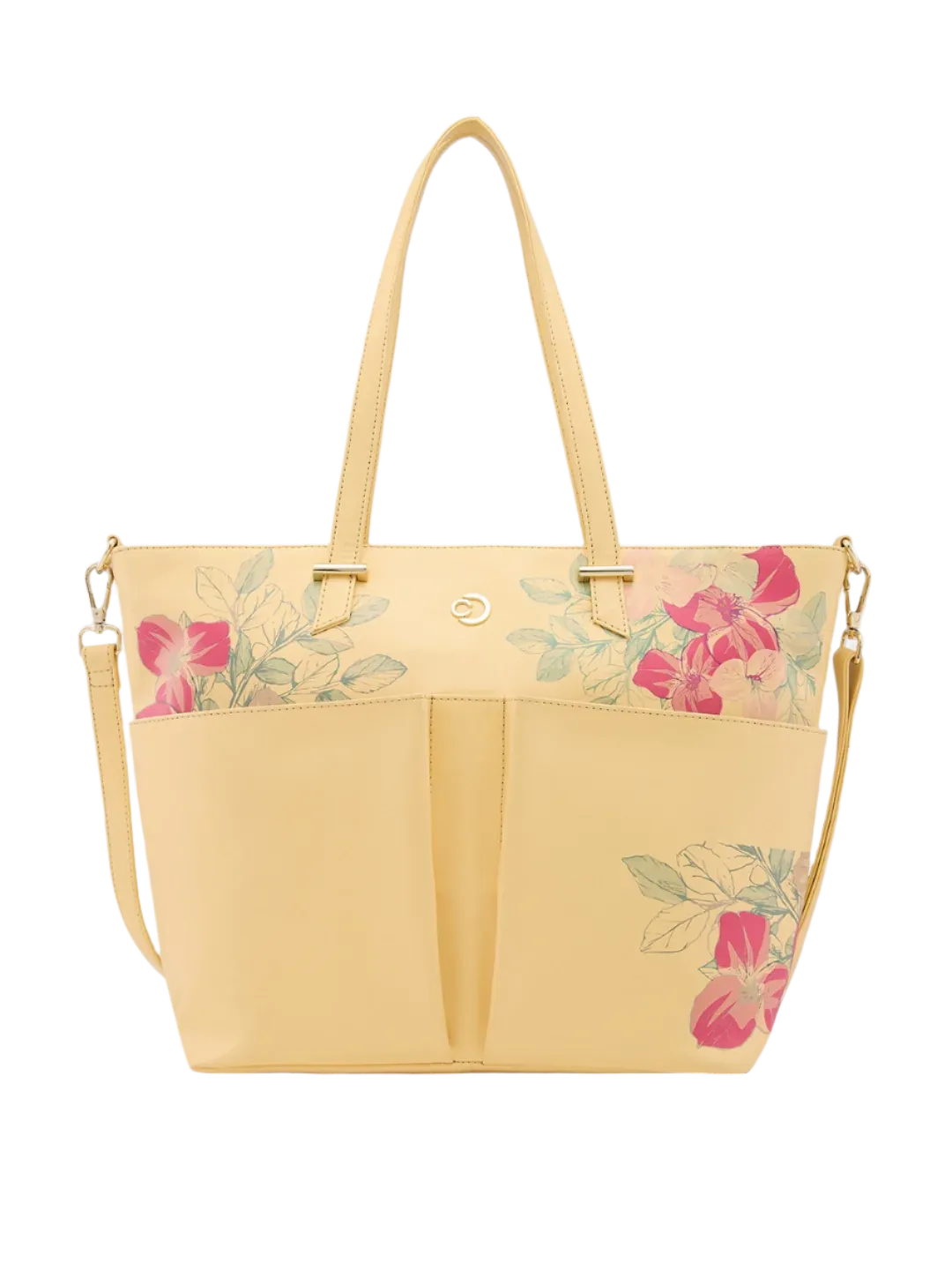 Caprese Shanaya Medium Printed Yellow Tote Bag