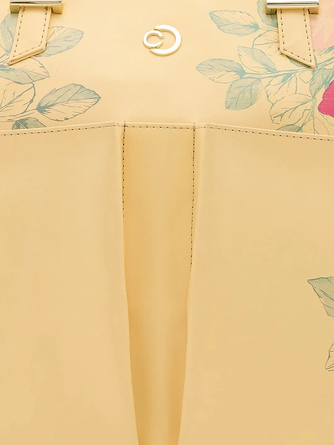 Caprese Shanaya Medium Printed Yellow Tote Bag