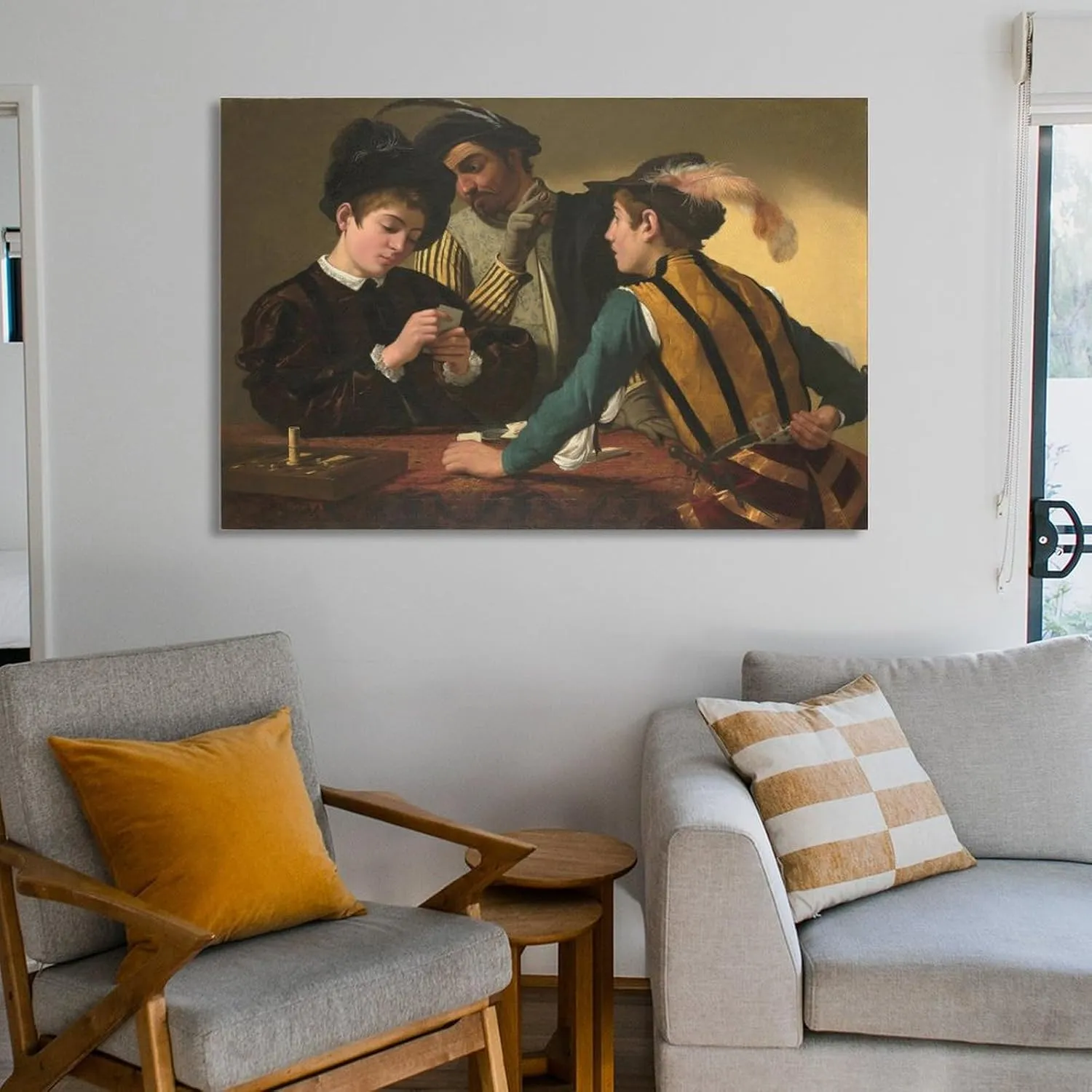 Caravaggio Artist The Cardsharps Art Poster Canvas Painting Decor Wall Print Photo Gifts Home Modern Decorative Posters Framed/Unframed 24x36inch(60x90cm)