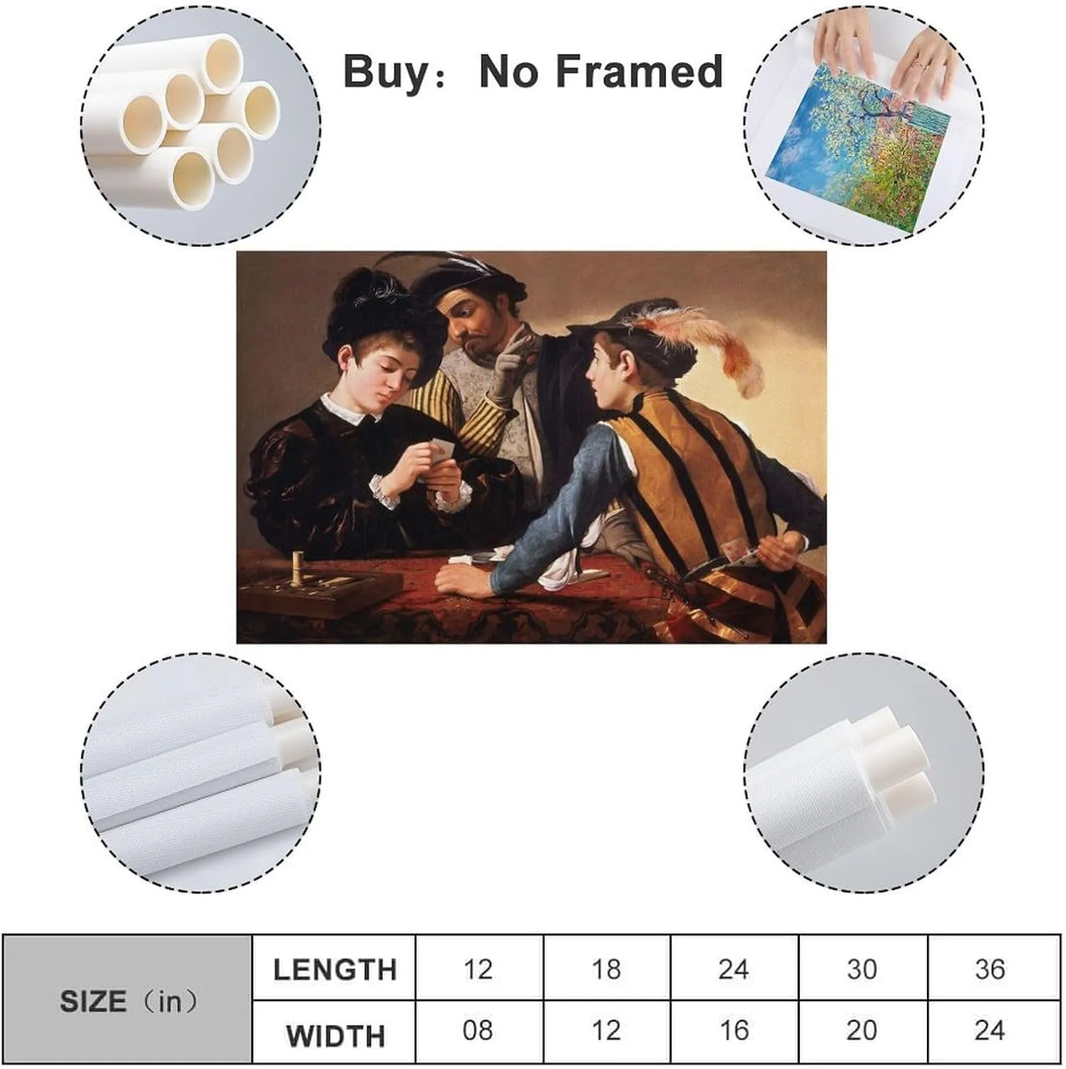 Caravaggioo Painter Work（Cardsharps） poster Canvas Art And Wall Art Picture Print Modern Family Bedroom Decors 20x30inch(50x75cm)