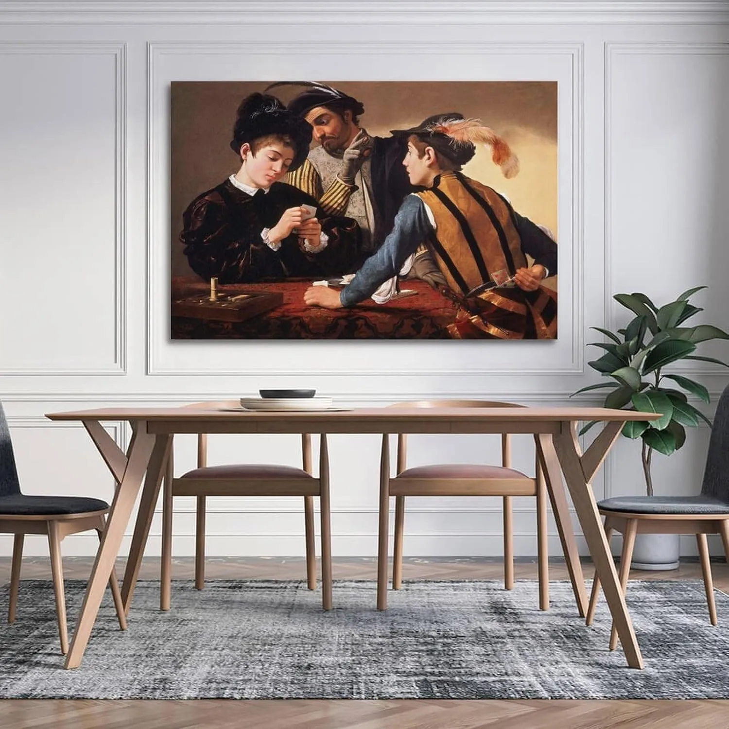 Caravaggioo Painter Work（Cardsharps） poster Canvas Art And Wall Art Picture Print Modern Family Bedroom Decors 20x30inch(50x75cm)