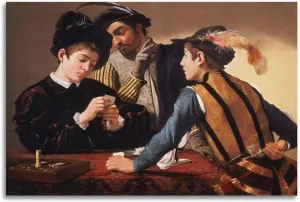 Caravaggioo Painter Work（Cardsharps） poster Canvas Art And Wall Art Picture Print Modern Family Bedroom Decors 20x30inch(50x75cm)