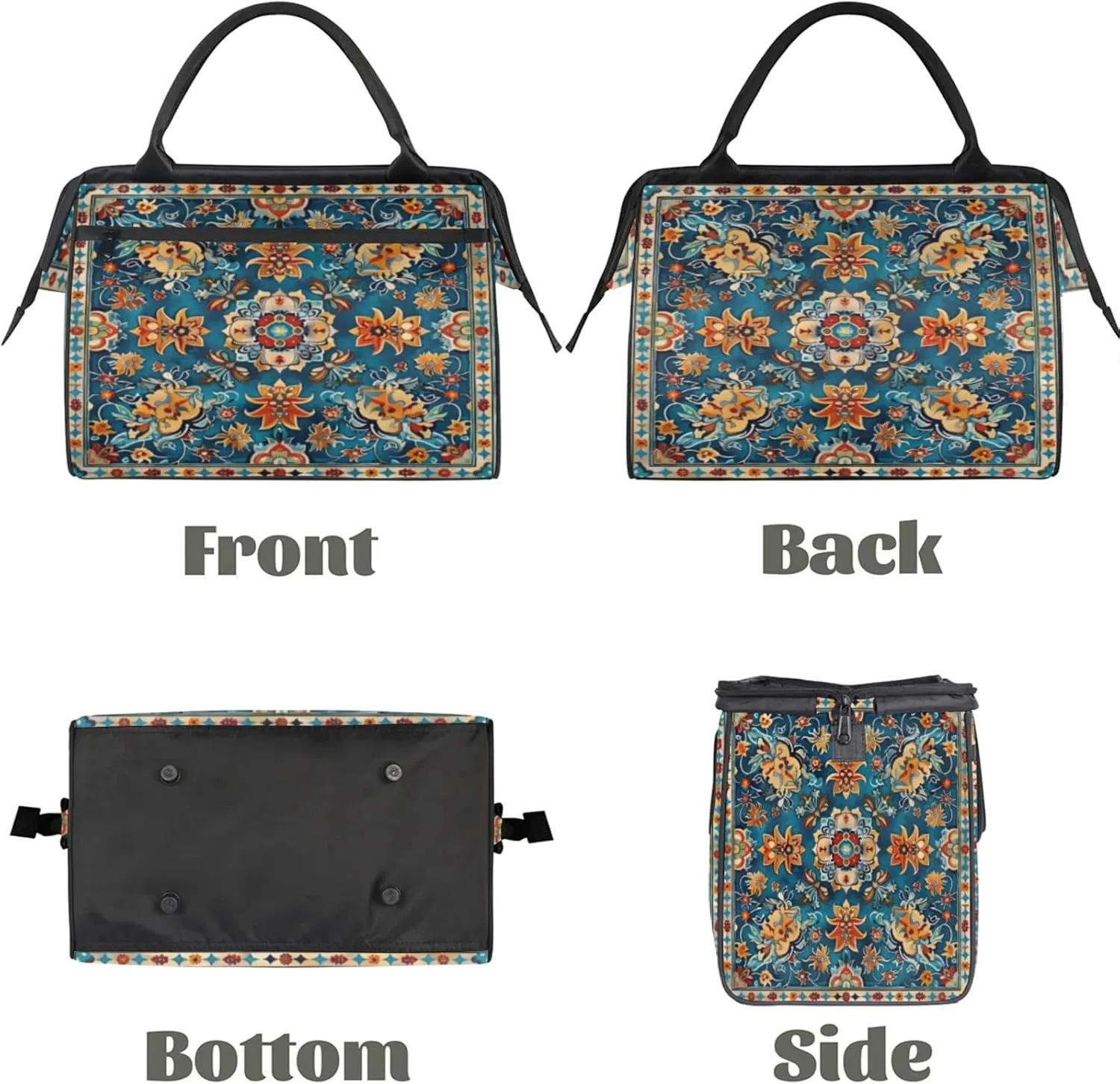 Carpet Flower Pattern Gym Bag for Women Men Travel Sports Duffel Bag with Trolley Sleeve Waterproof Sport Weekender Overnight Bag Carry On Tote Bag for Travel Gym Sport-7