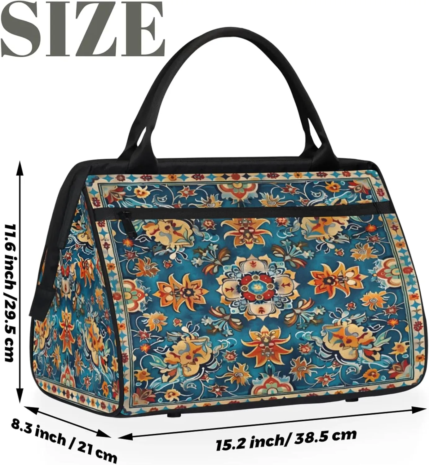 Carpet Flower Pattern Gym Bag for Women Men Travel Sports Duffel Bag with Trolley Sleeve Waterproof Sport Weekender Overnight Bag Carry On Tote Bag for Travel Gym Sport-7