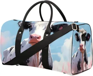 Cartoon Cattle Print Travel Duffel Bag for Women Men Waterproof Foldable Overnight Weekender Bag Large Capacity Sports Gym Bag