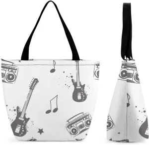 Cartoon Style of MacaronsWomen's Zippered Casual Tote Bag Reusable Large Capacity Shoulder Bag with Pocket