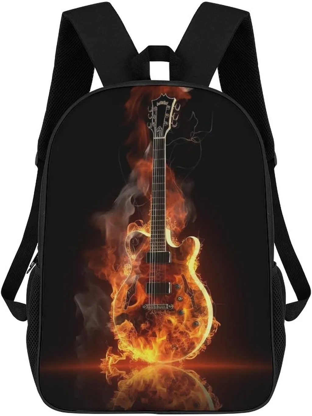 Casual Backpack for Men Women Waterproof Lightweight Daypack Travel Laptop Bag Fire Guitar