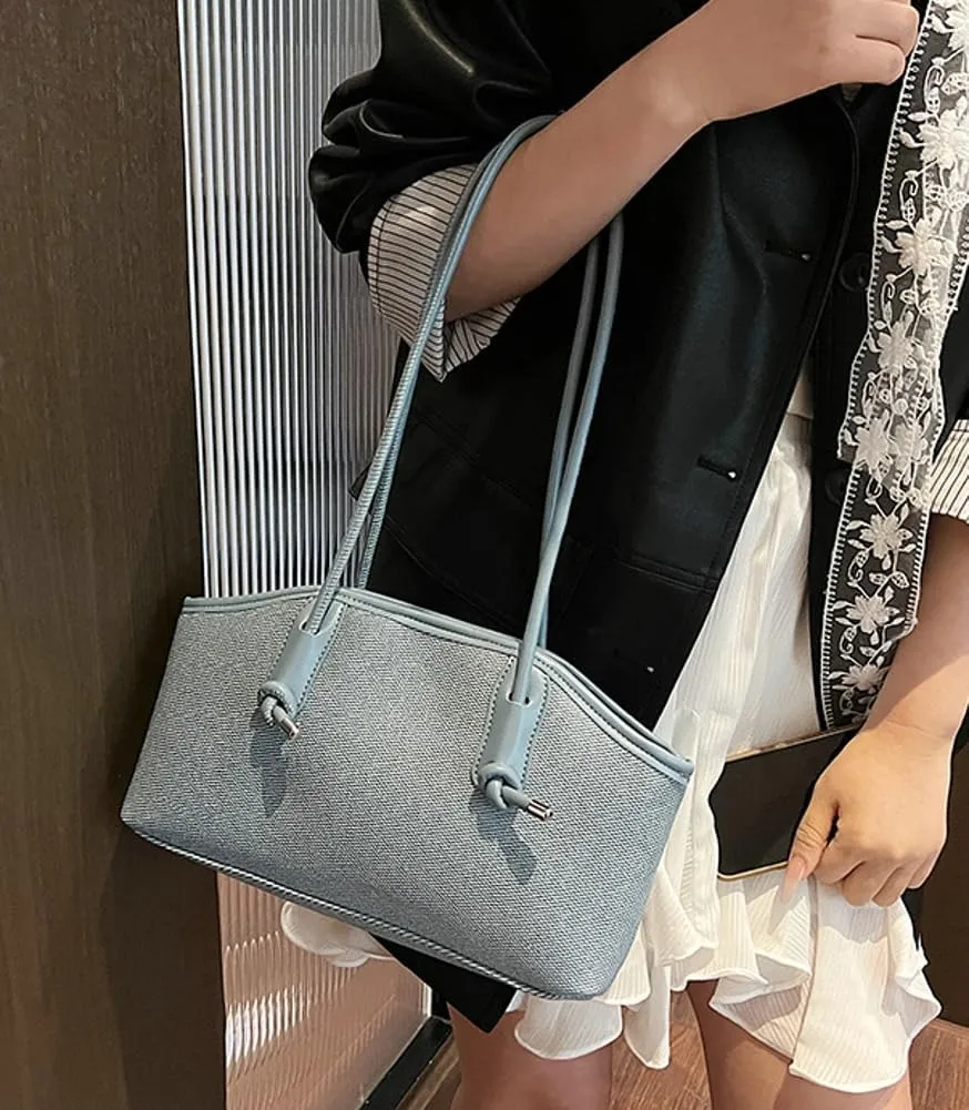 Casual Leather Shoulder Purses Summer Beach Bags For Women Canvas Clutch Bag Boston Purse Travel Underarm Handbags 2025