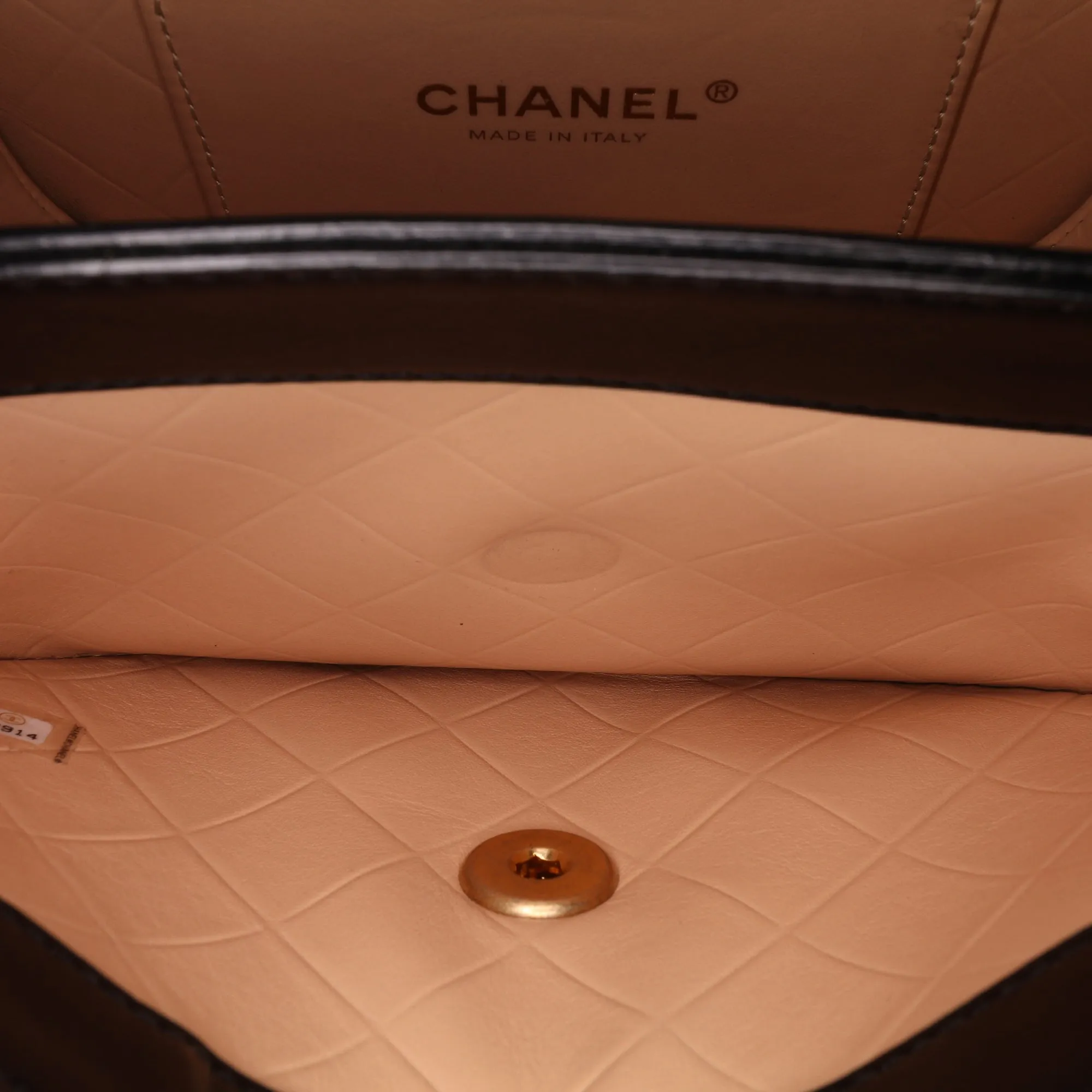 CC Quilted Calfskin Round Moon Messenger Flap
