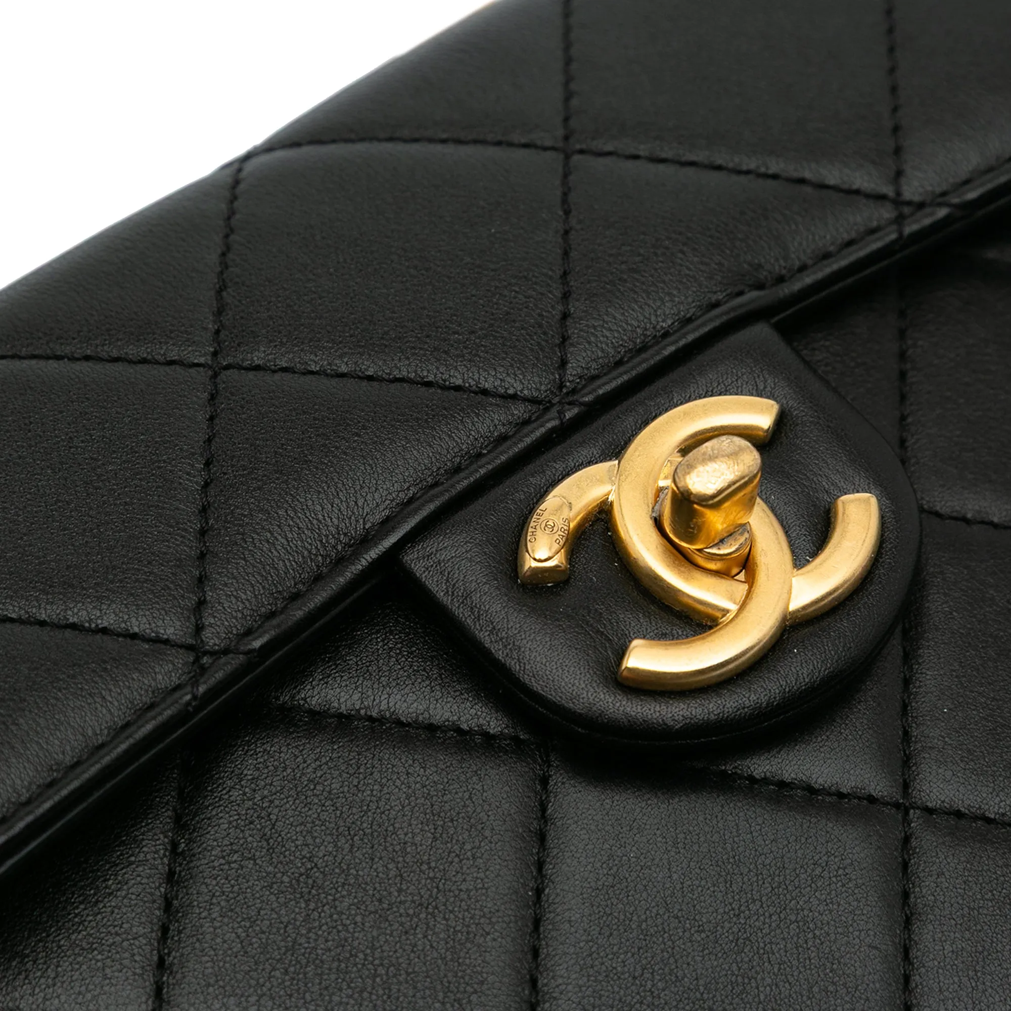 CC Quilted Calfskin Round Moon Messenger Flap