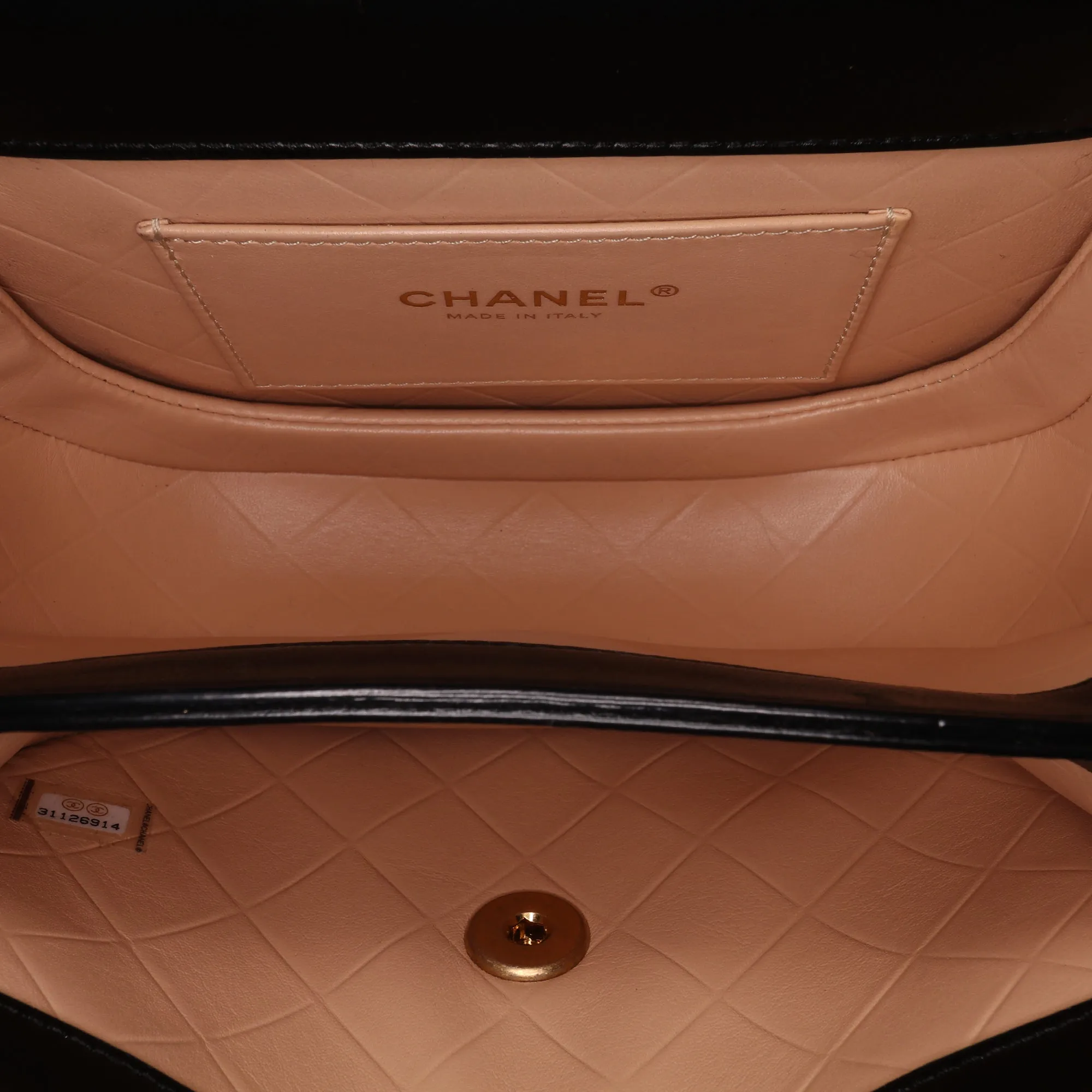 CC Quilted Calfskin Round Moon Messenger Flap