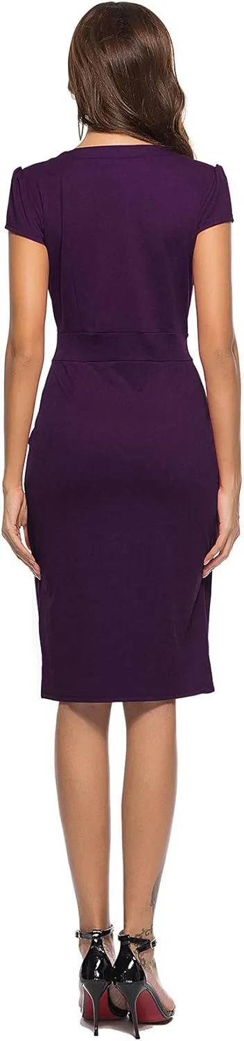 CEASIKERY Women's Business Retro Cocktail Pencil Wear to Work Office Casual Dress