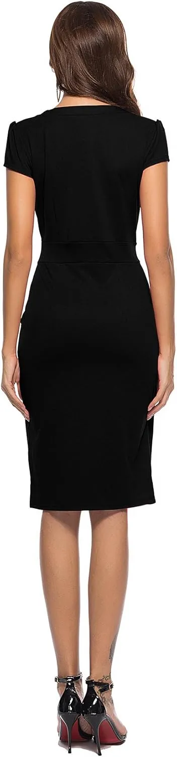 CEASIKERY Women's Business Retro Cocktail Pencil Wear to Work Office Casual Dress