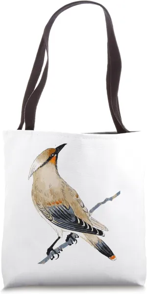 Cedar Waxwing Art Illustration Tote Bag