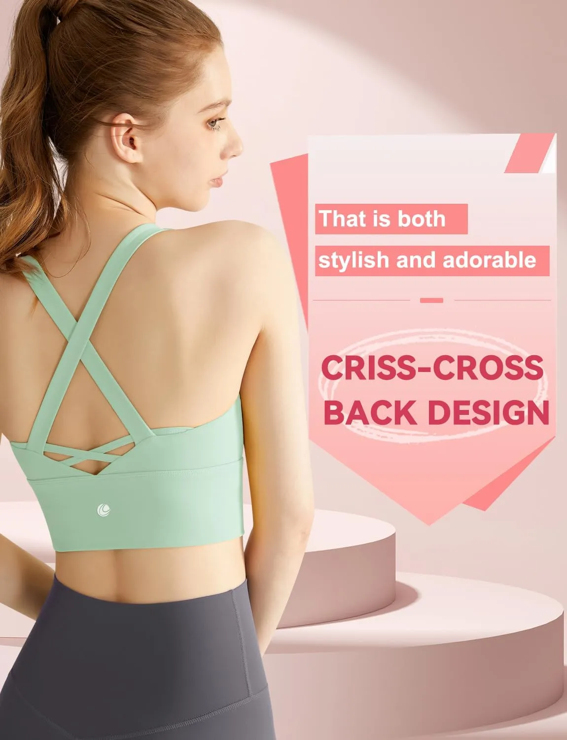 CHAMWEY Women‘s Sports Bra Medium Support Crisscross minimize Bounce Breathable Quick Drying Comfortable