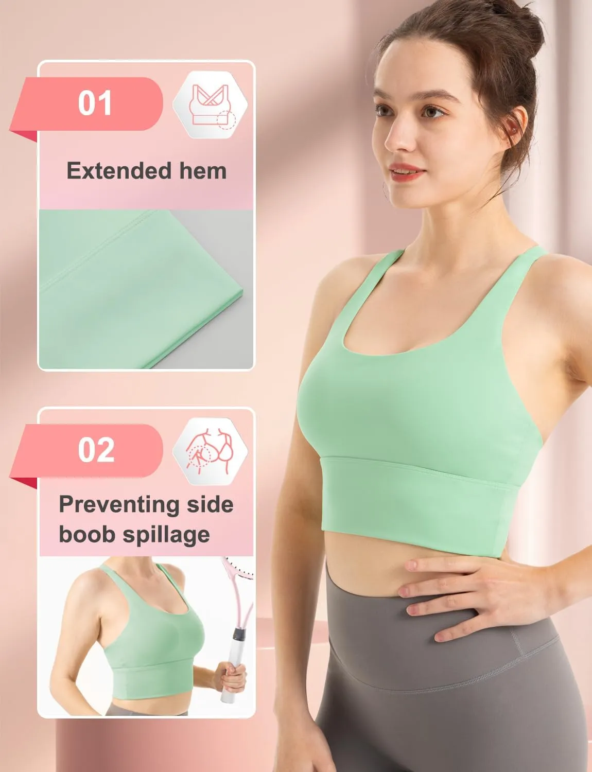 CHAMWEY Women‘s Sports Bra Medium Support Crisscross minimize Bounce Breathable Quick Drying Comfortable