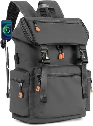 CHAO RAN Travel Backpack for Men Women - Large Waterproof Flap Casual Day Bag for Commute, College, Business.(Dark Grey)