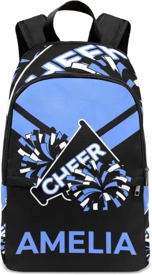 Cheerleader Blue 3 Personalized Backpack for Teen Boys Girls,Custom Travel Backpack Bookbag Casual Bag Name Gift